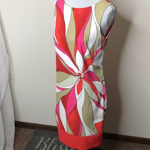 AB studio women’s red &pink floral sleeveless dress size 4 - Picture 2 of 10